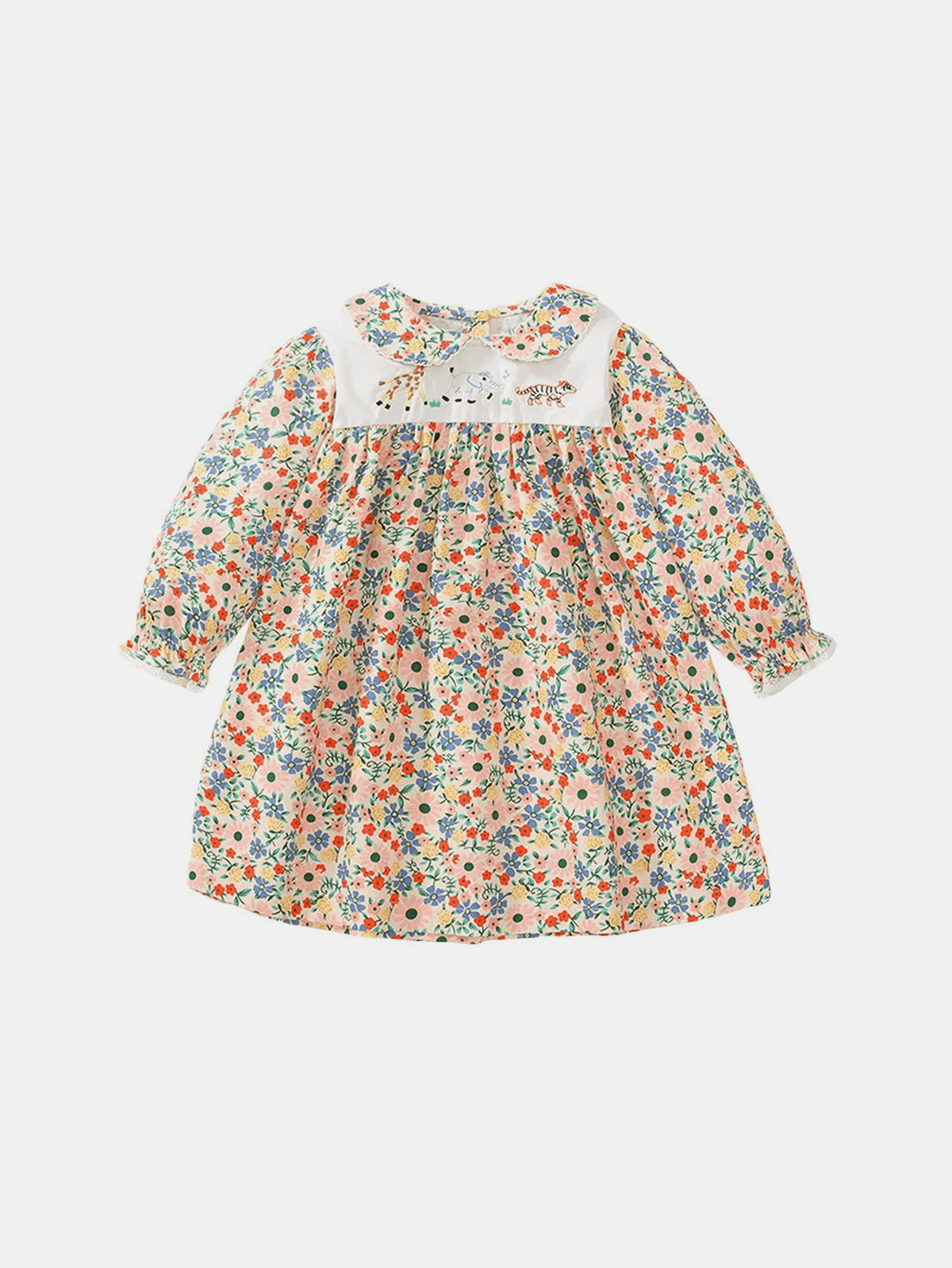 Sleeve Allover Flower Print Children Dress